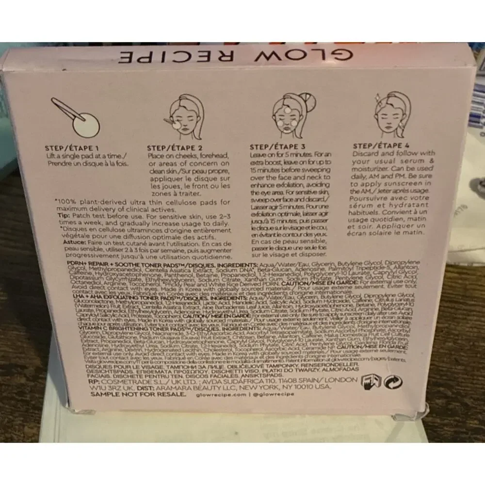 Glow Recipe Toner Pad Collection Trial Set Brightening Exfoliating Repair Soothe